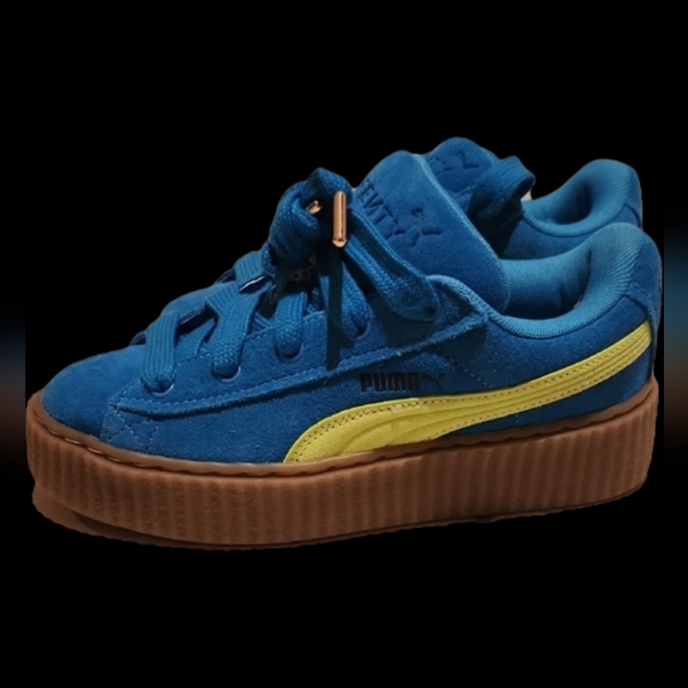 Puma Fenty Blue and Yellow Suede Sneakers Size 5 Kids